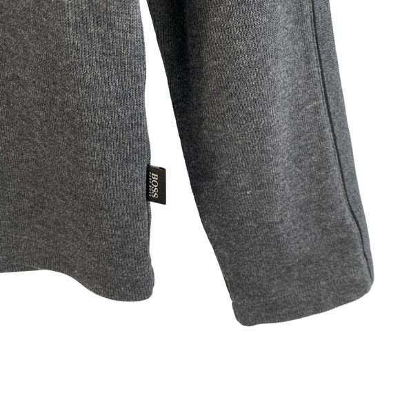 Hugo Boss Mock Neck Sweater Men L Gray Snap Collar Cotton Preppy Striped Sleeve - Picture 5 of 9